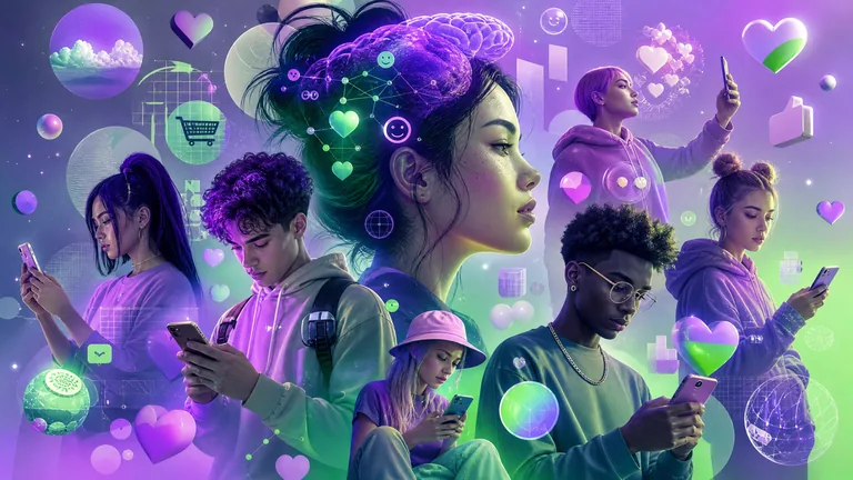 Z世代消费心理与营销洞察概念插画